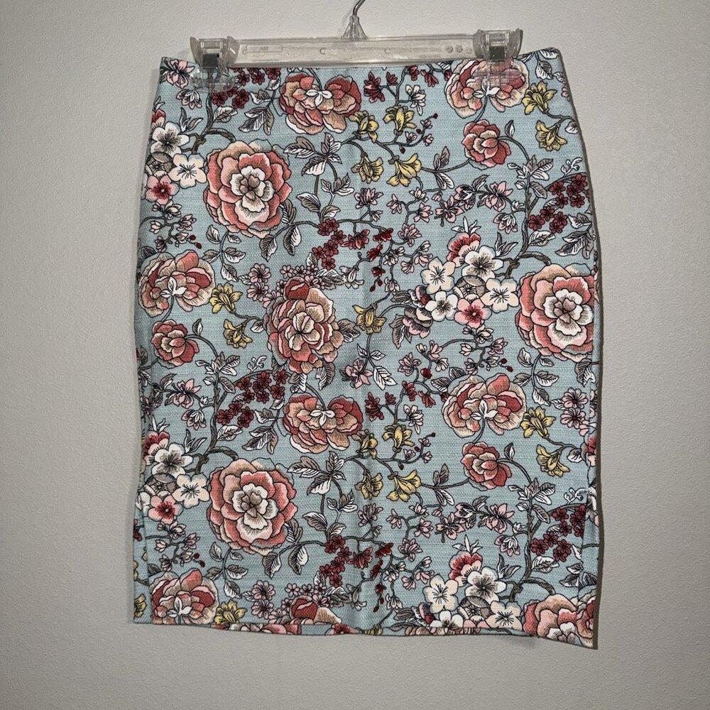 Loft Pencil‎ Skirt Women’s Size 4 Petite 4P Floral Pastel Cottagecore Office
